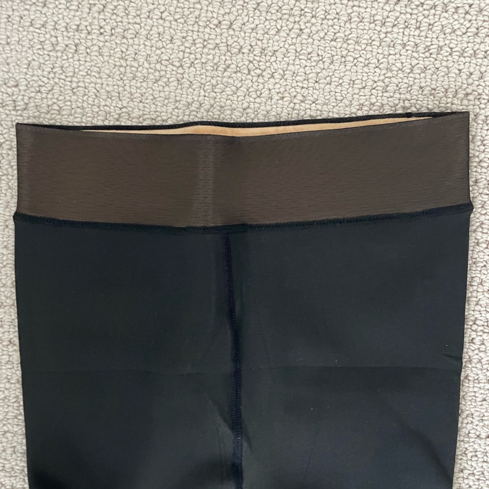 Black warm fleece lined tights O/S